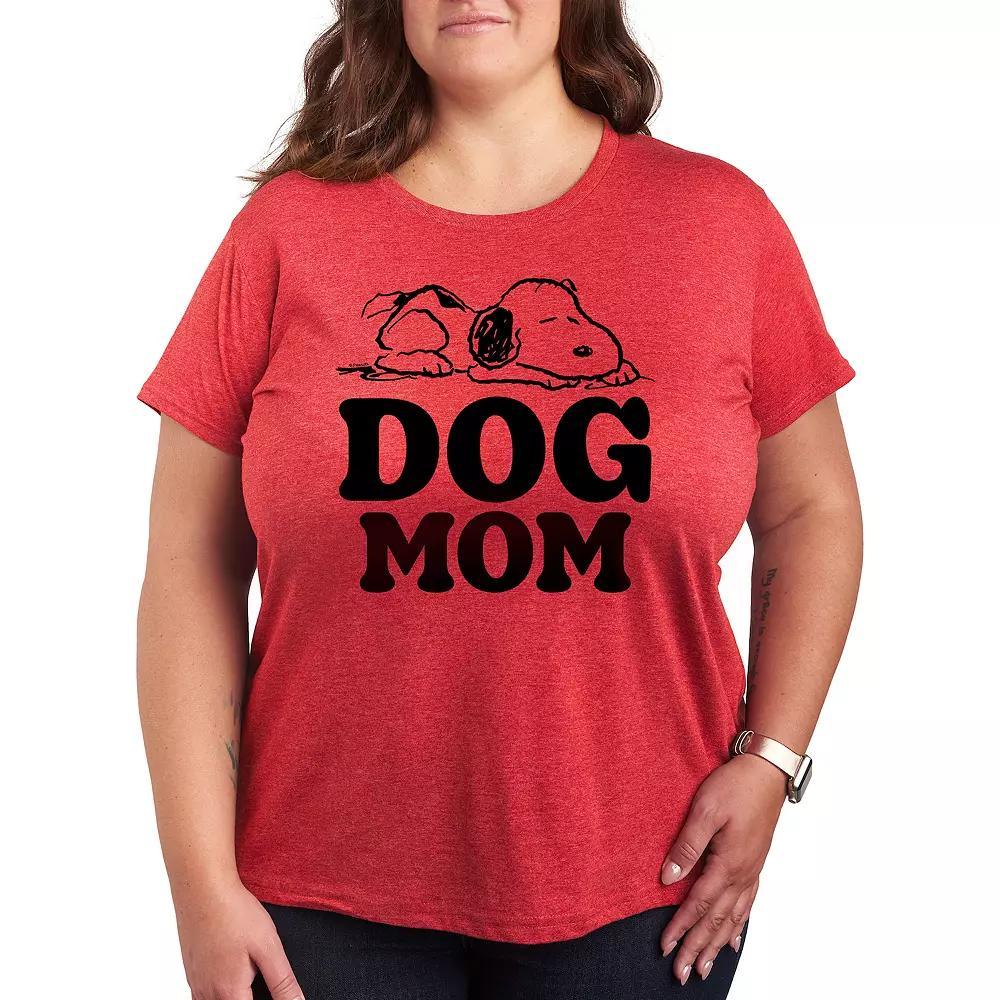 Plus Peanuts Snoopy Dog Mom Graphic Tee, Women's, Size: 3XL, Grey Red Product Image