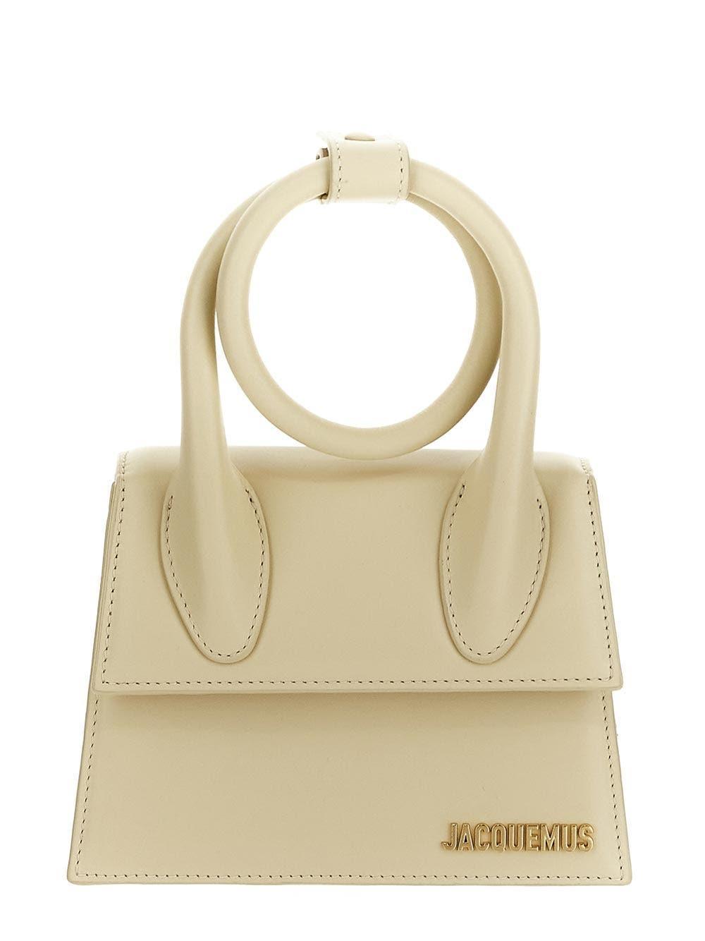 JACQUEMUS Le Chiquito Noeud Leather Bag In Ivory Product Image