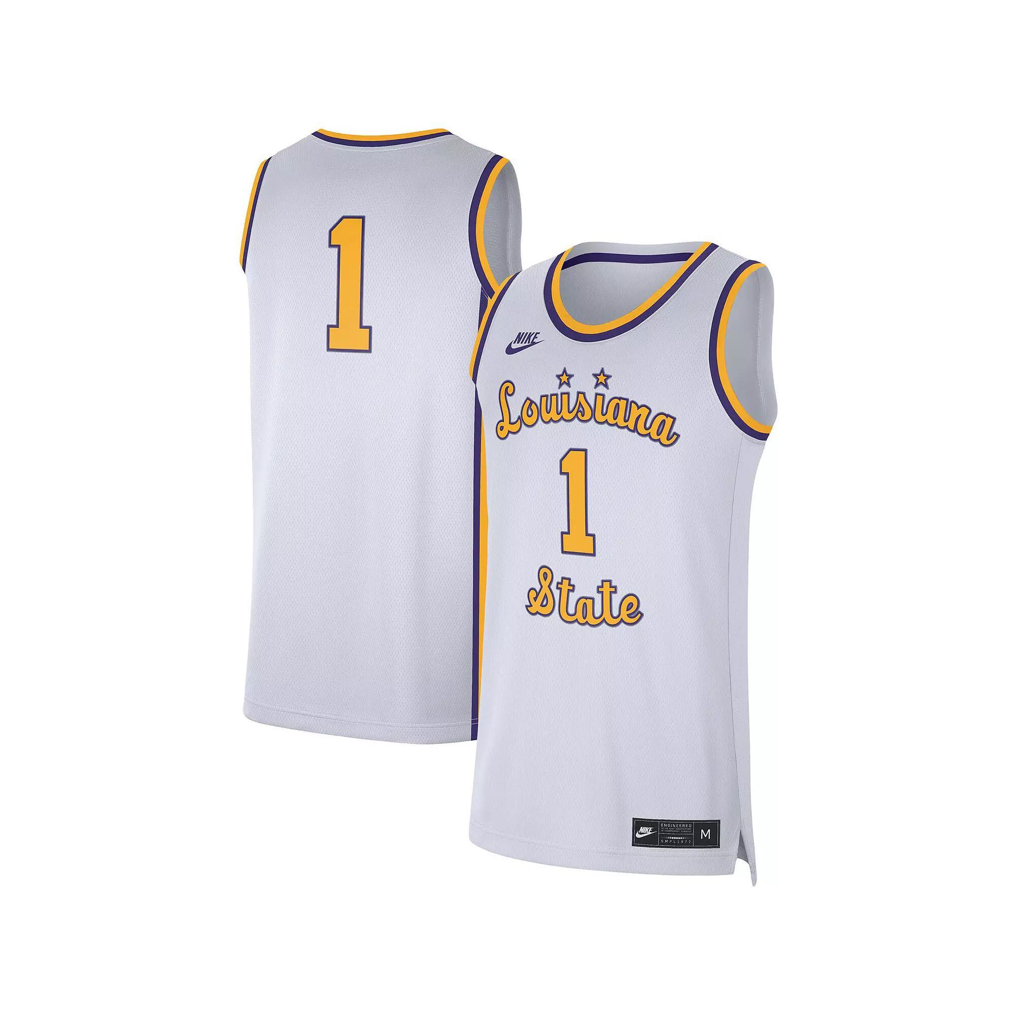 Men's Nike #1 White LSU Tigers Replica Basketball Jersey, Size: Medium Product Image