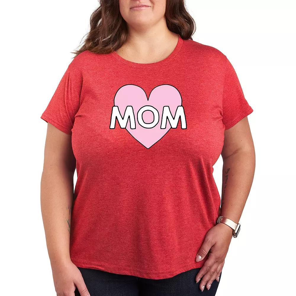 Plus Mom Heart Graphic Tee, Women's, Size: 2XL, Grey Gray Product Image