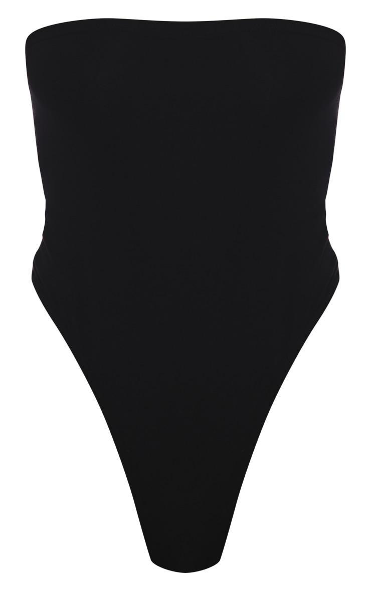 Basic Black Cotton Blend Bandeau Bodysuit Product Image