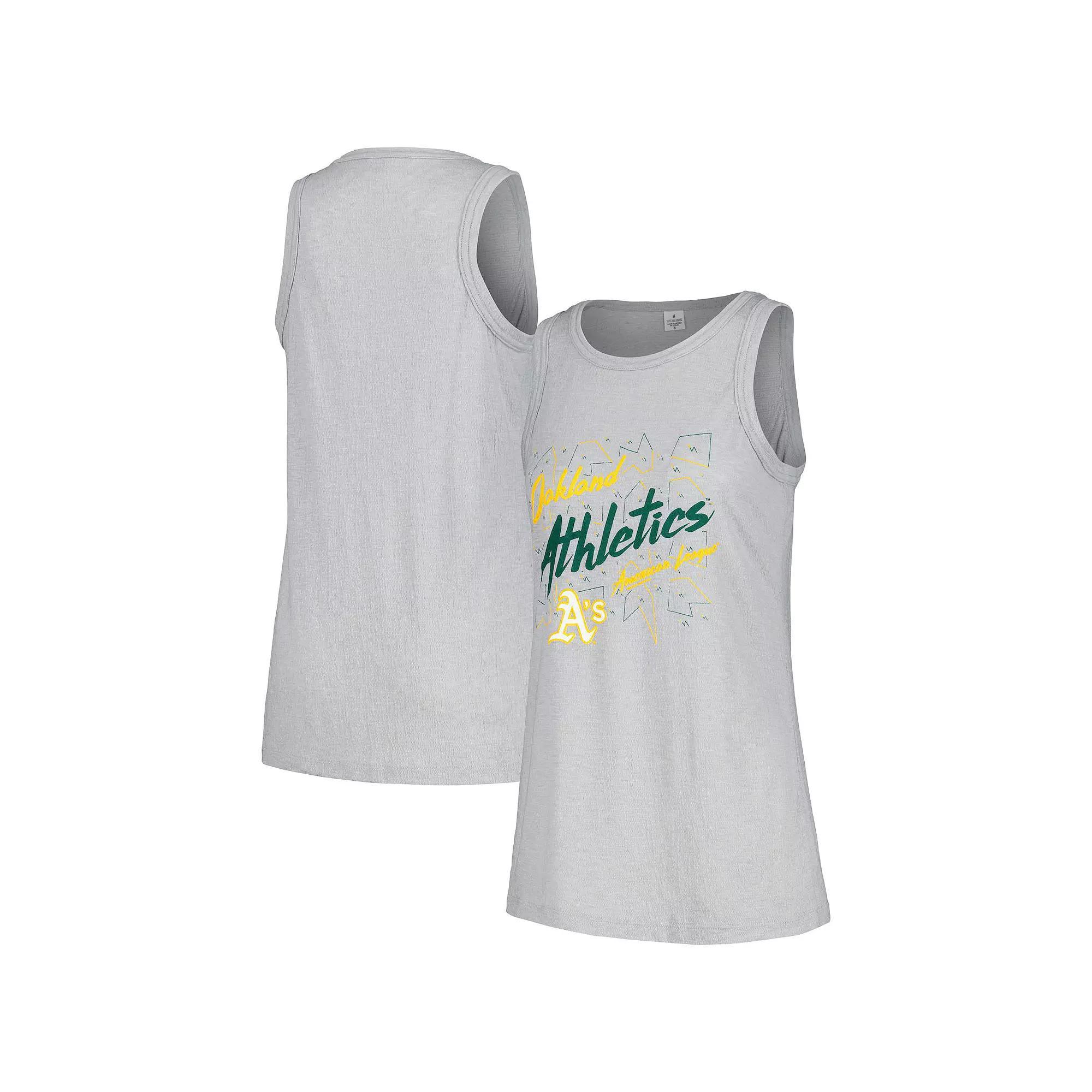 Women's Soft as a Grape Gray Oakland Athletics Gauze High Neck Tank Top, Size: Large, Grey Product Image