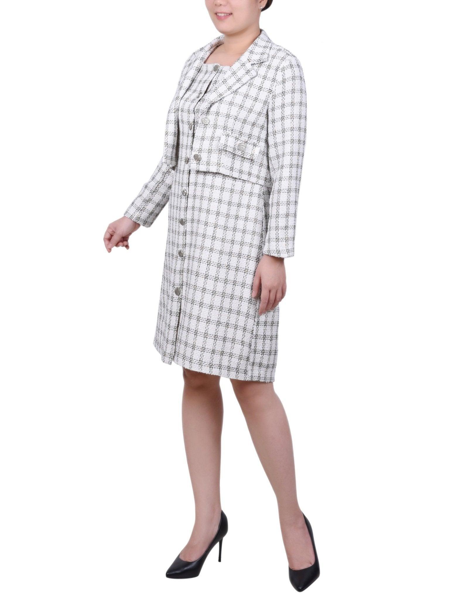 Long Sleeve Tweed Dress Set - Petite Product Image