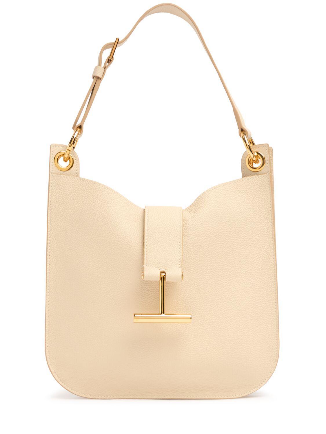 TOM FORD Small Tara Grain Leather Crossbody Bag In Cream Product Image