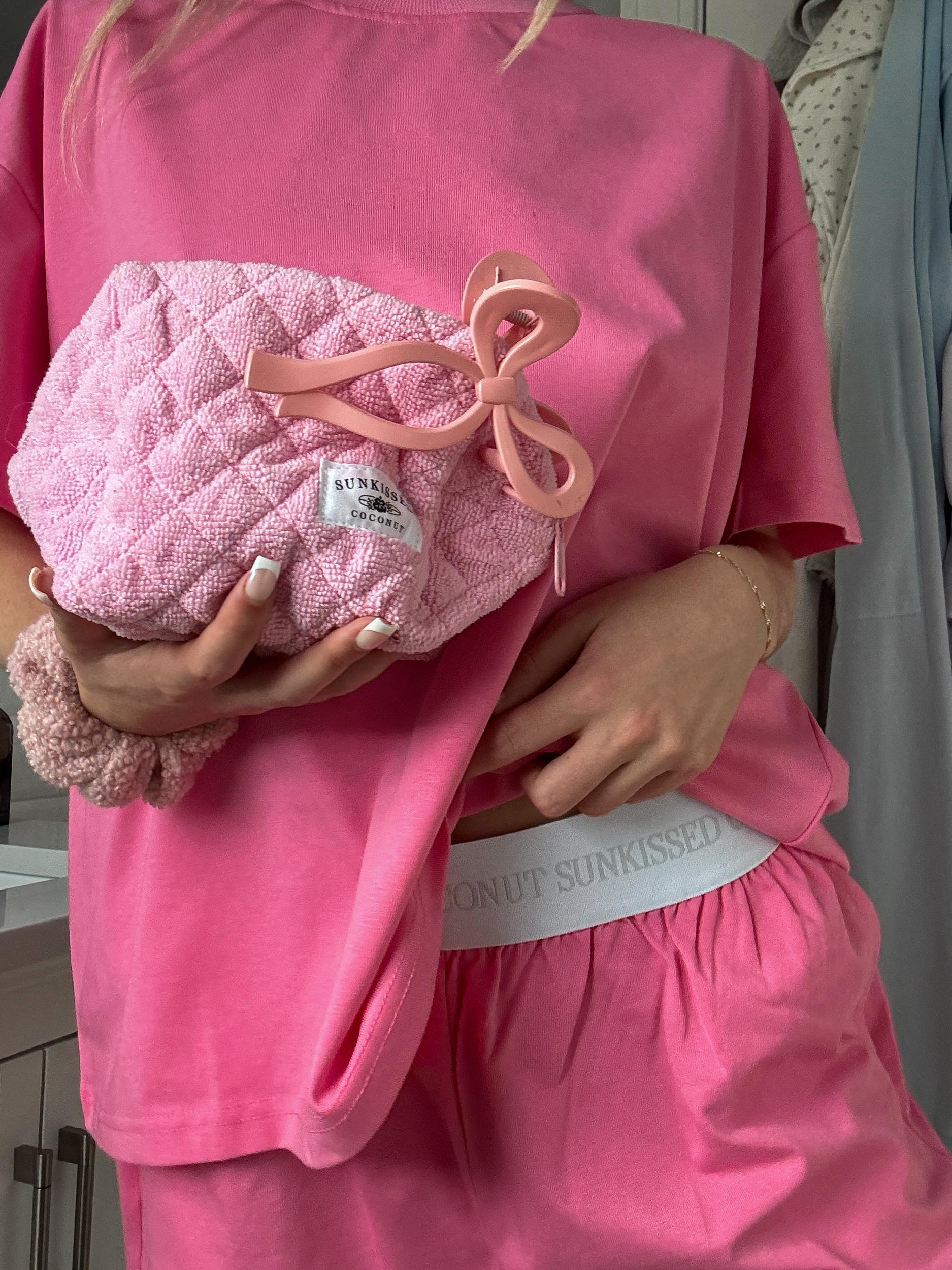 Malibu Pink Basic Slightly Cropped Blank Tee Product Image