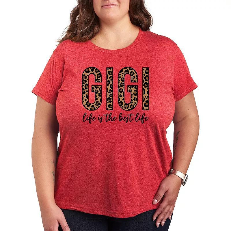 Plus Gigi Life Is The Best Life Graphic Tee, Women's, Size: 1XL, Grey Red Product Image