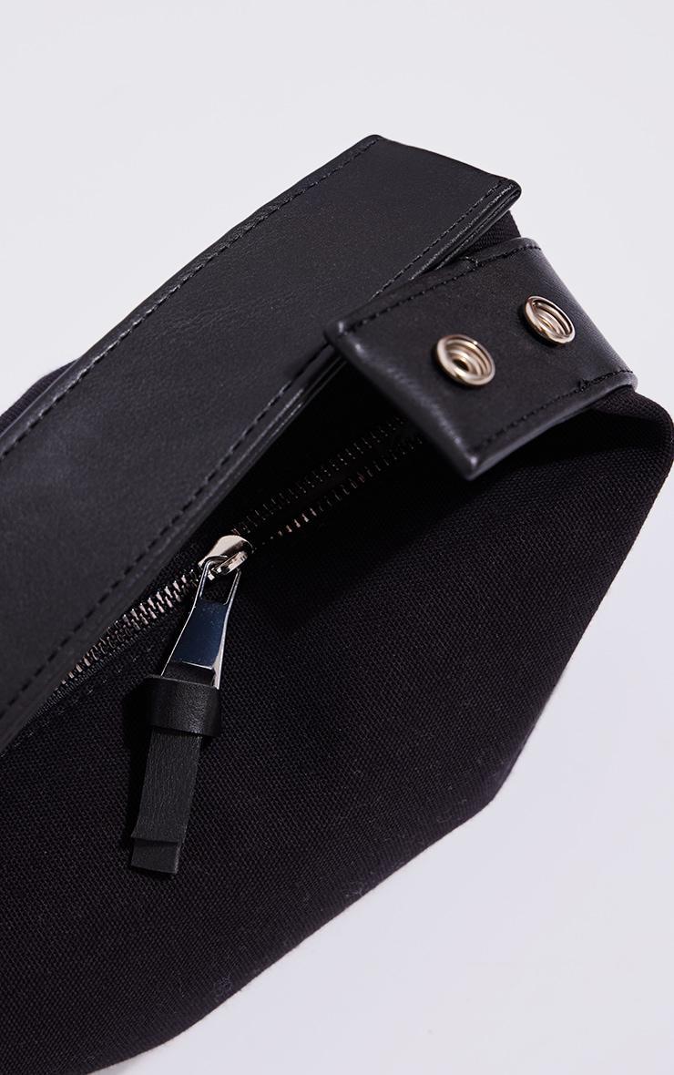 Black Linen Slouchy PU Wrap Around Handle Hand Bag Product Image