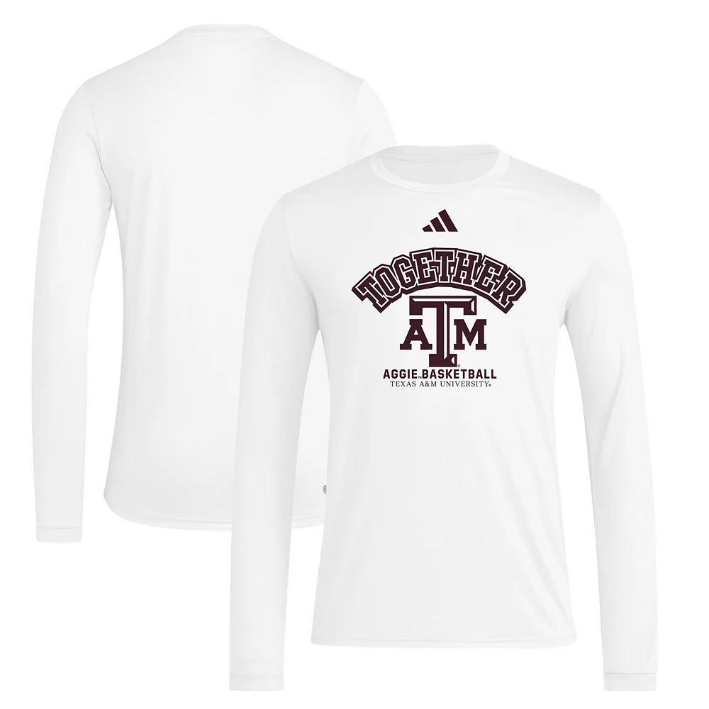 Men's adidas White Texas A&M Aggies Together On-Court Pregame Long Sleeve T-Shirt, Size: Medium Product Image