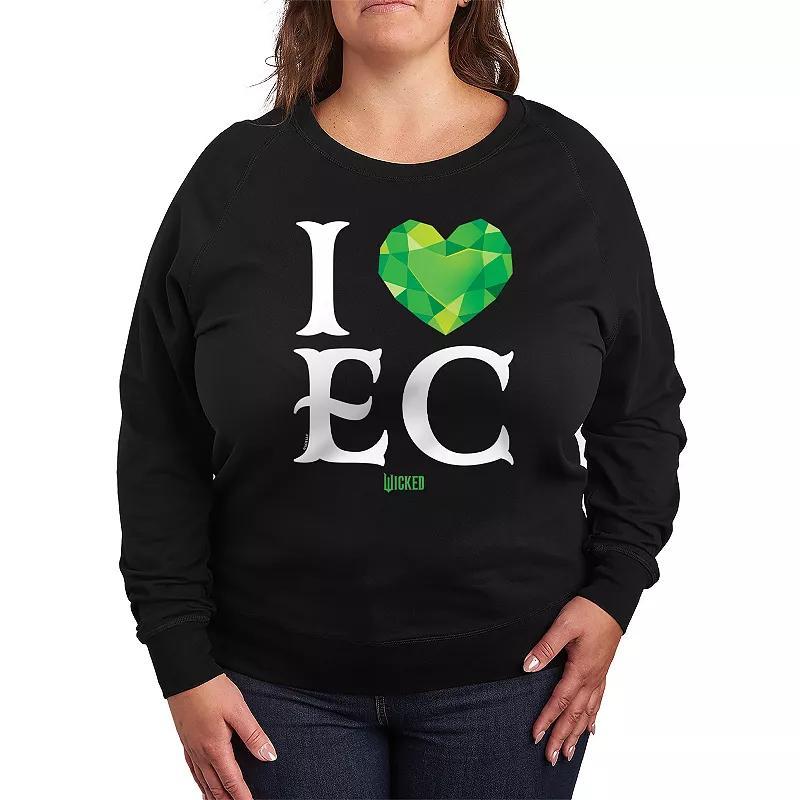 Plus Size Wicked I Heart Emerald City French Terry Long Sleeve Tee, Women's, Size: 1XL, Black Product Image