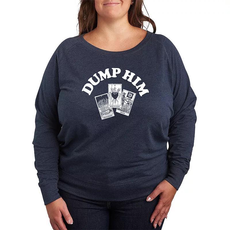 Plus Size Dump Him Tarot Lightweight French Terry Sweatshirt, Womens Grey Blue Product Image