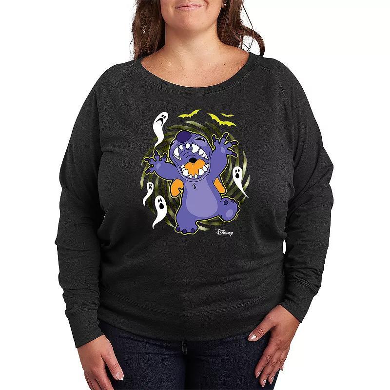 Plus Size Dr. Seuss Grinch Night Halloween French Terry Long Sleeve Tee, Womens Grey Indigo Product Image