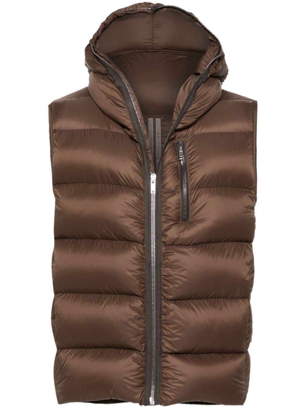 RICK OWENS Brown Sealed Down Vest Product Image