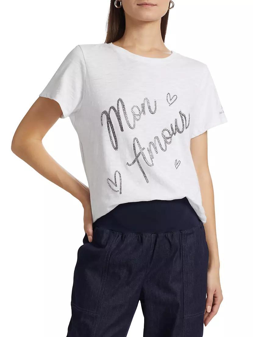 Mon Amour Embellished Cotton T-Shirt Product Image