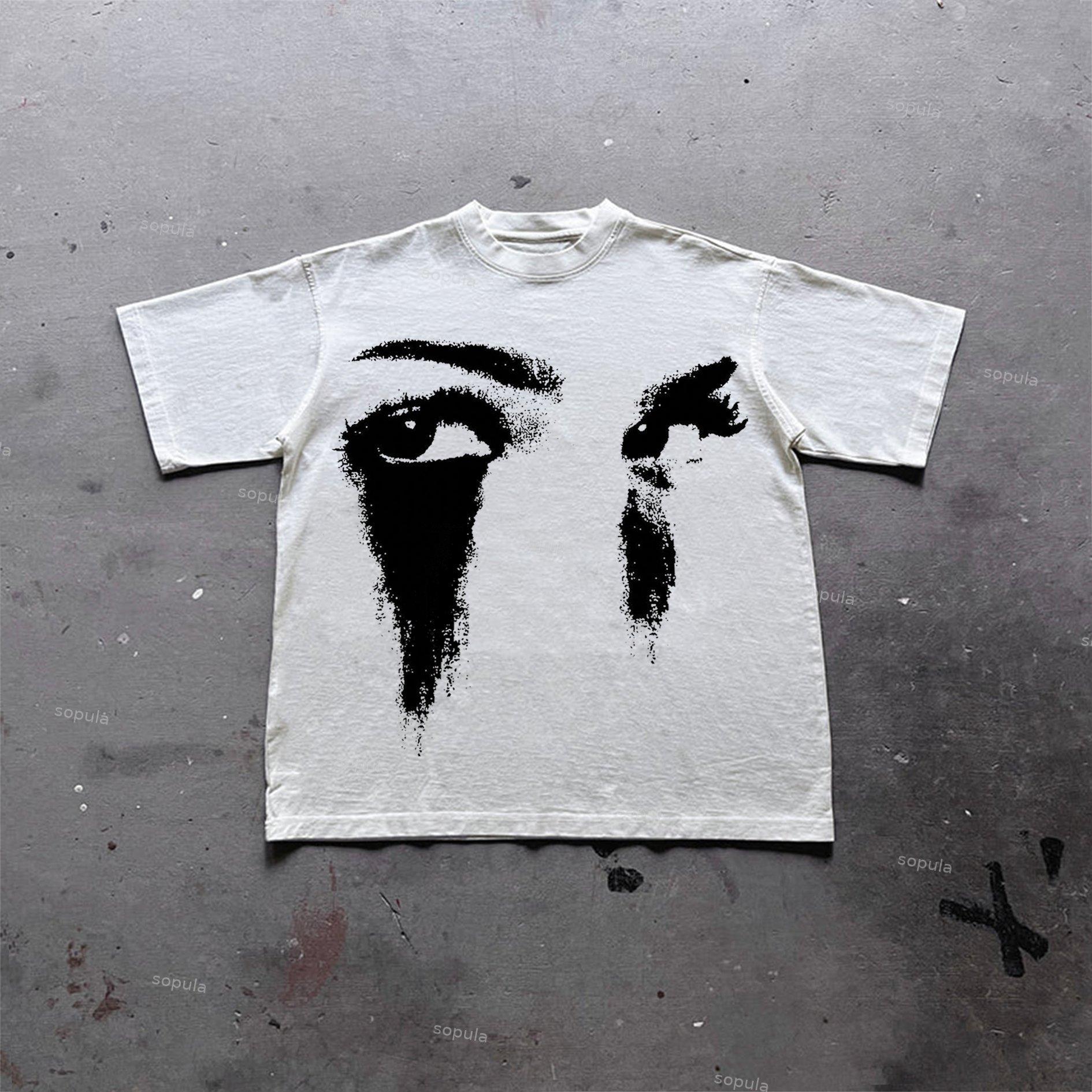 Vintage Portrait Graphic Print Cotton Casual T-Shirt Product Image