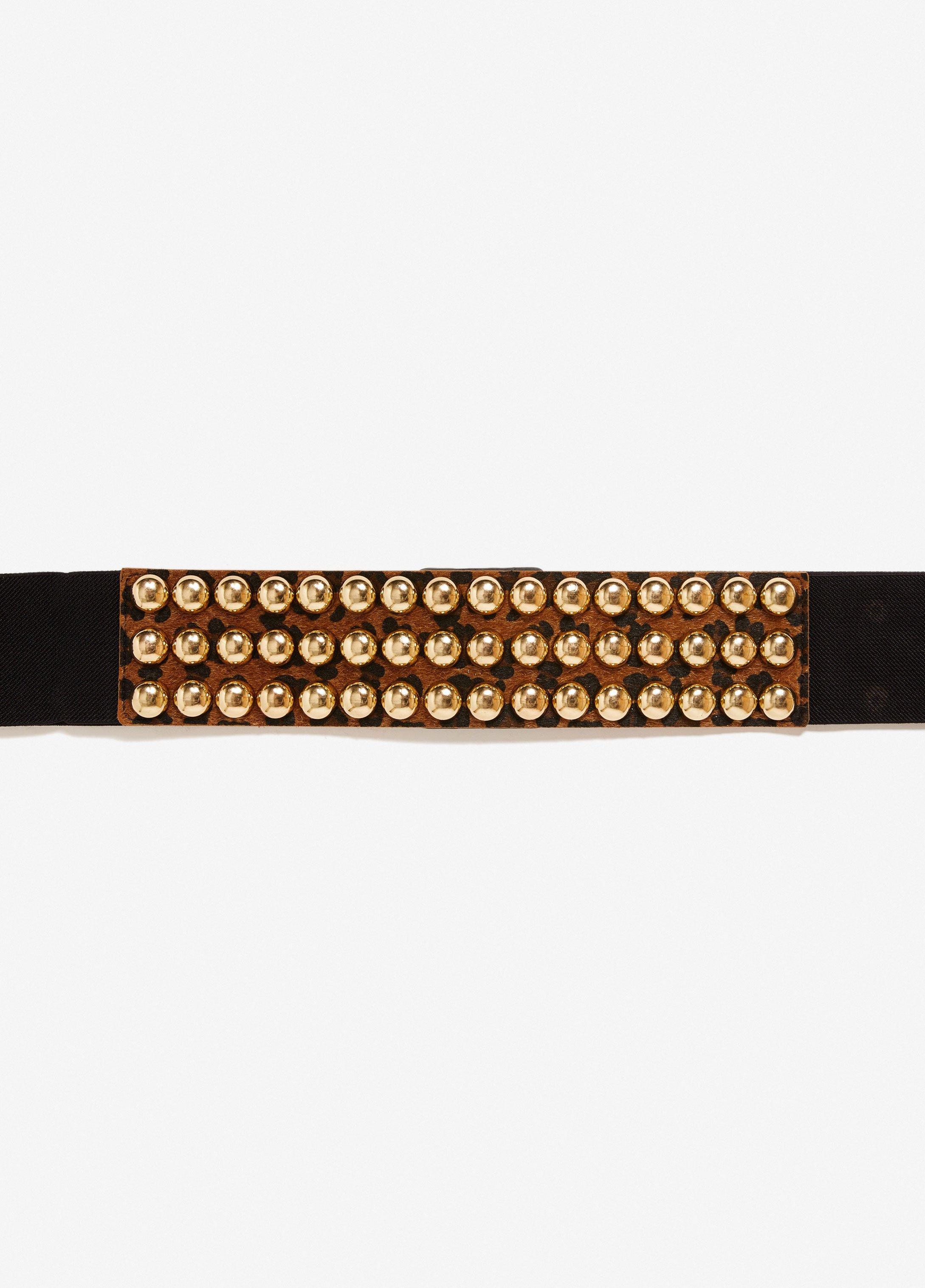 Studded Animal Print Stretch Belt Product Image