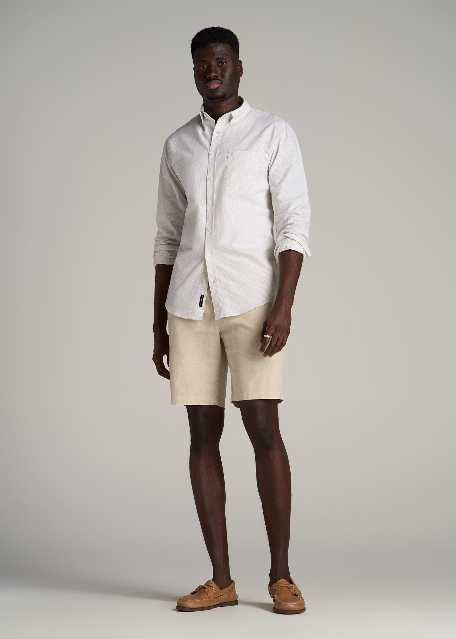 Linen Shorts For Tall Men in Burnt Orange Male Product Image