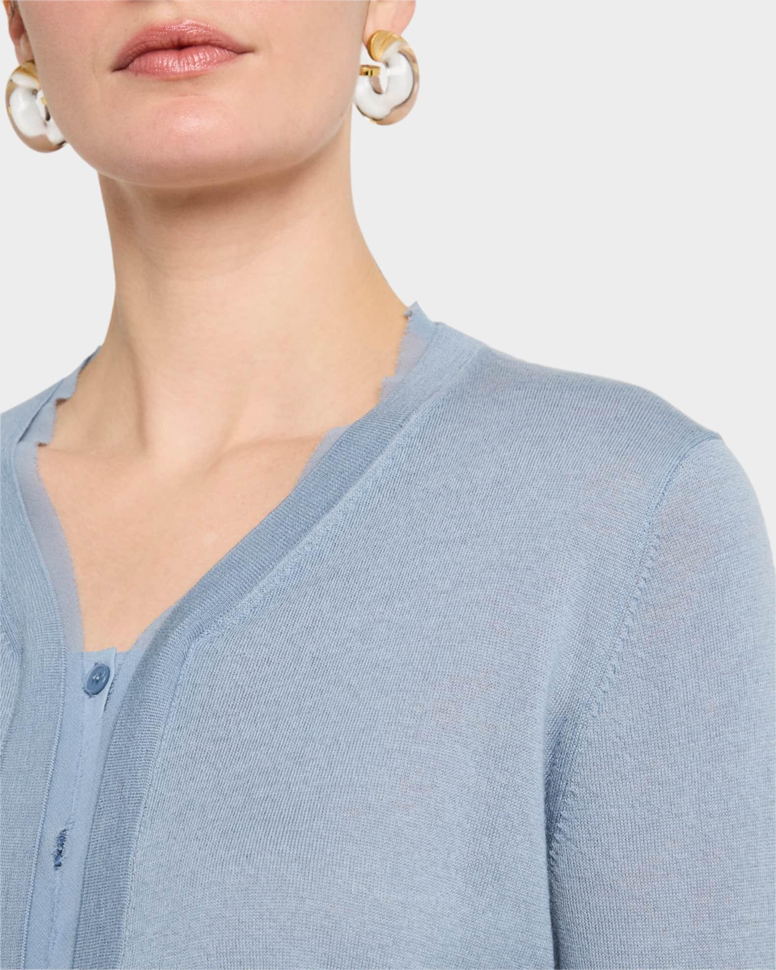 Chiffon-Trim Cashmere Cardigan Product Image