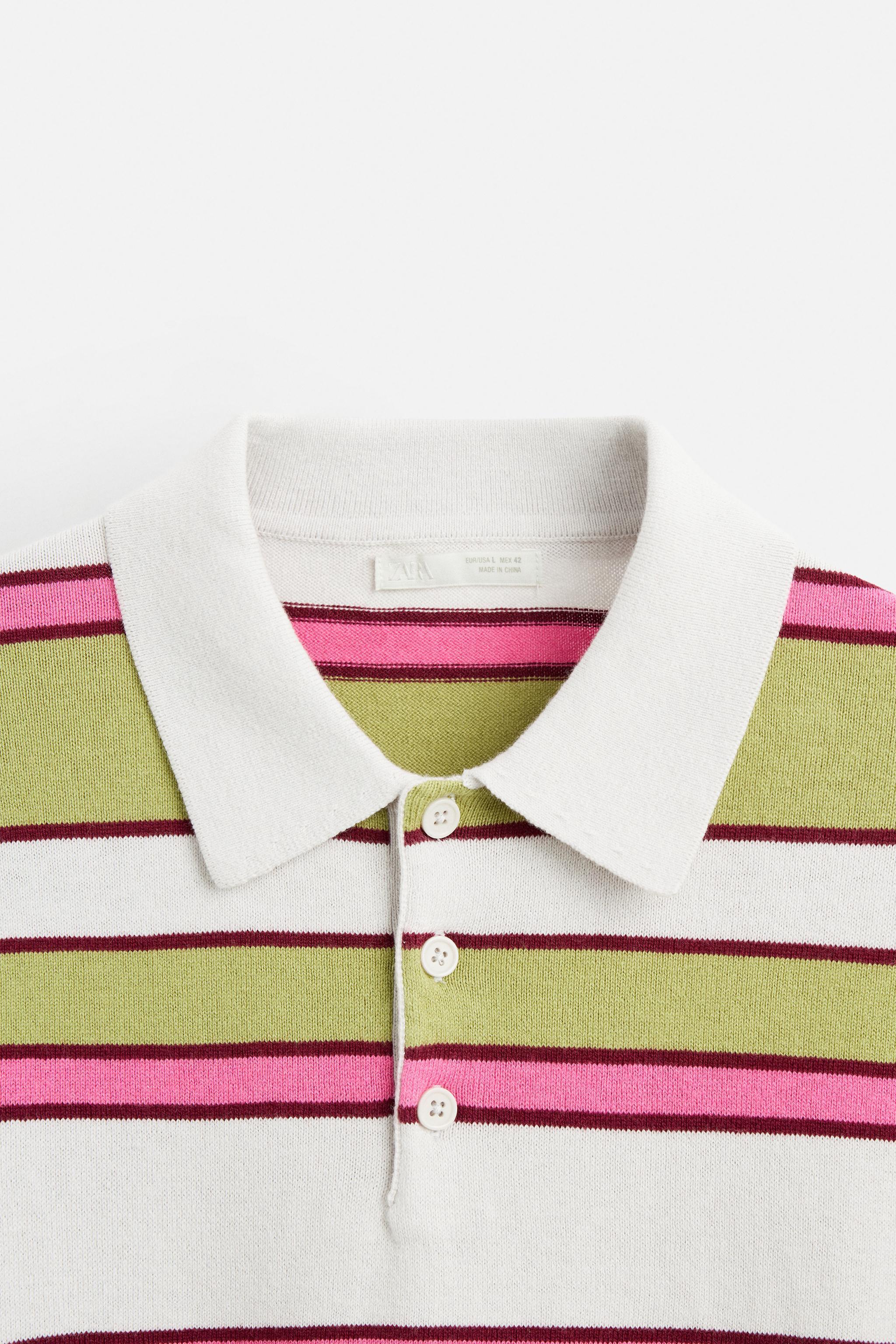 STRIPED KNIT POLO SHIRT Product Image