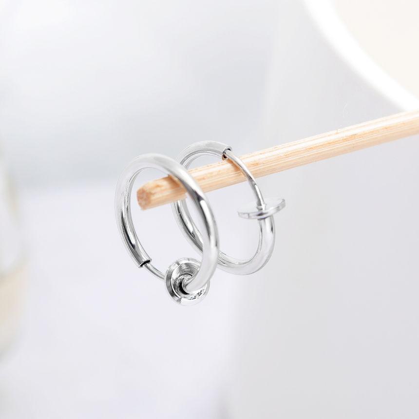 Stainless Steel Clip-On Hoop Earrings Product Image