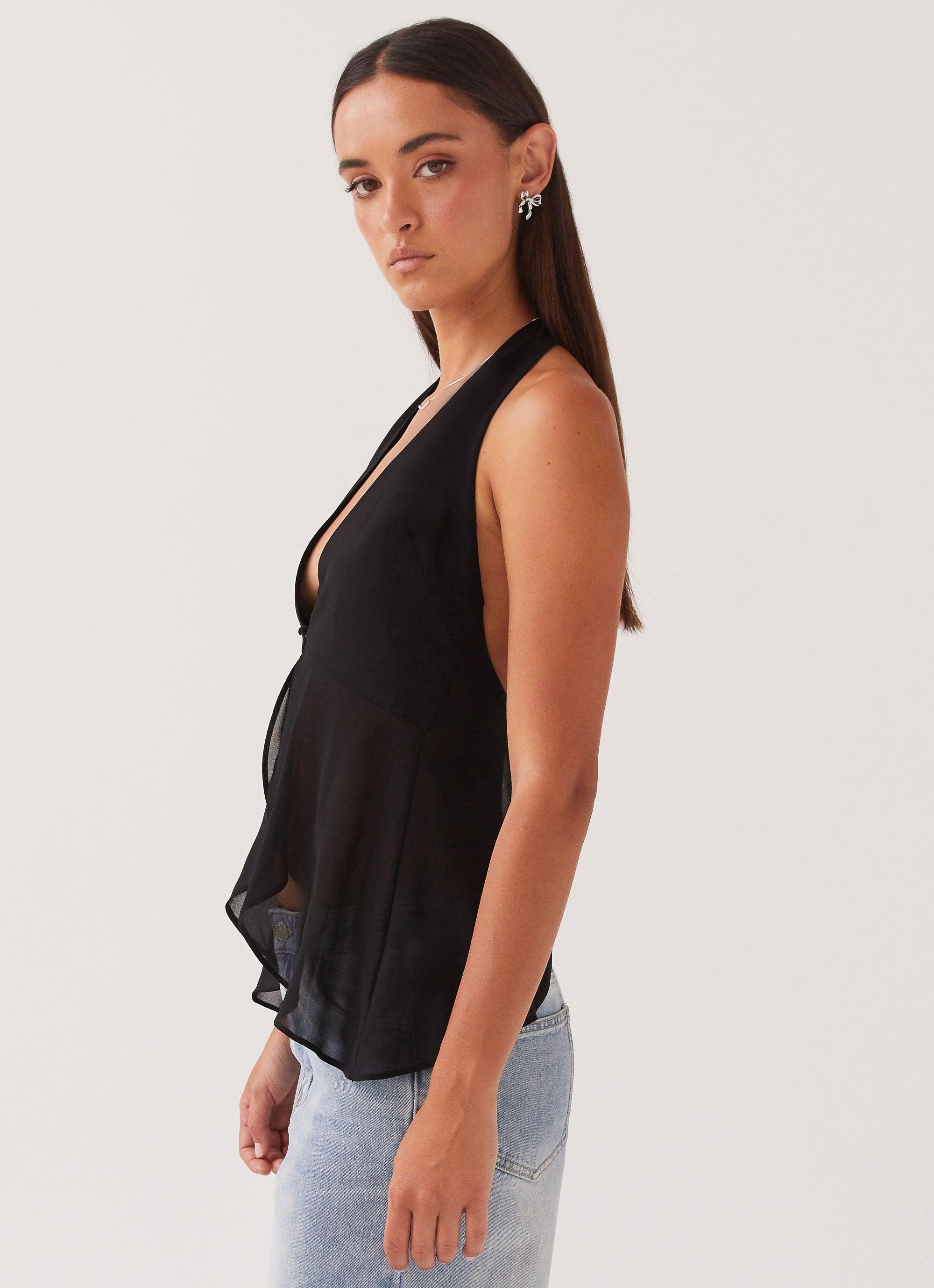 At Last Halterneck Top - Black Product Image