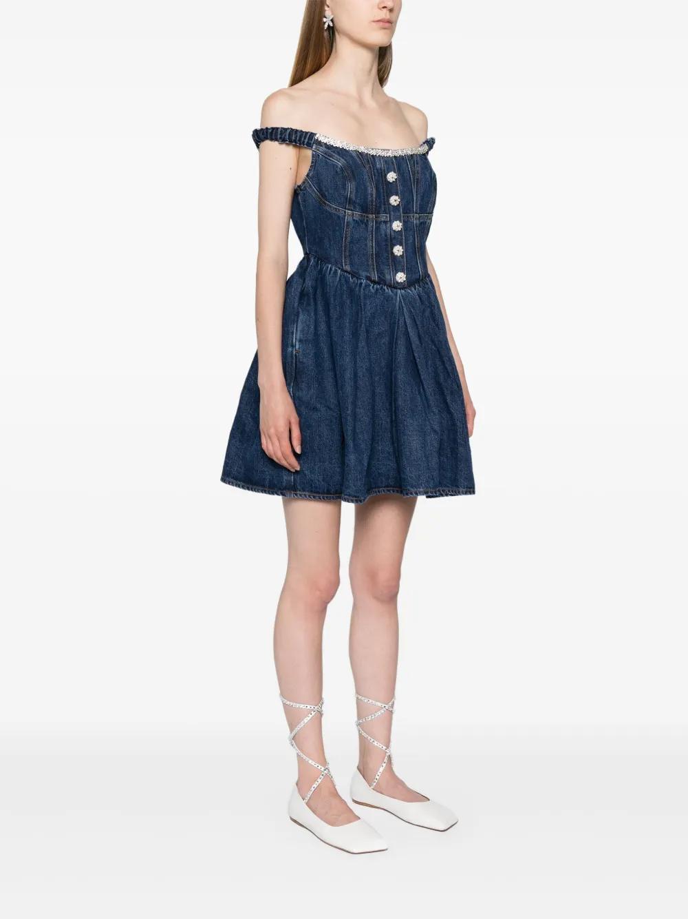 crystal-embellished denim mini dress Product Image