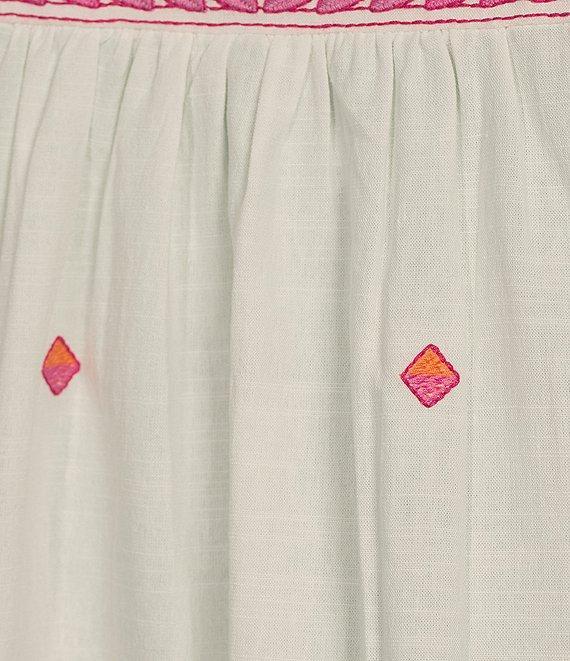 Calessa Embroidered Round Neck Ruffled Cap Sleeve Tunic Product Image