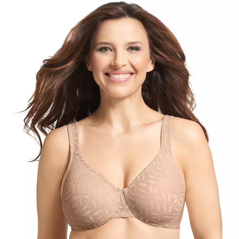 Olga® by Warner's® Sheer Leaves Lace Full-Figure Full-Coverage Minimizer Bra 35519, Women's, Size: 38 Dd, Black And Gray Product Image