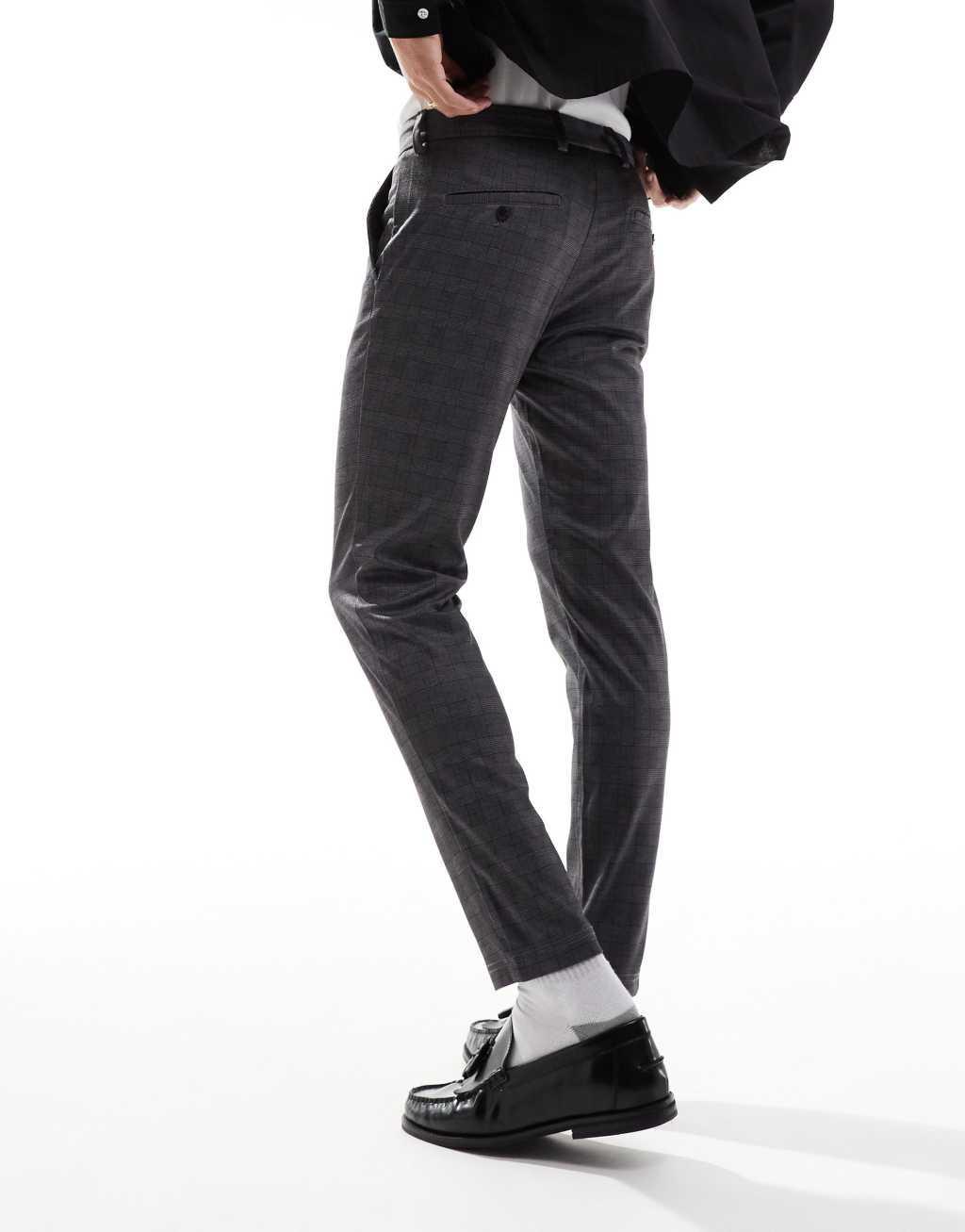 Jack & Jones slim smart pants in gray check  Product Image