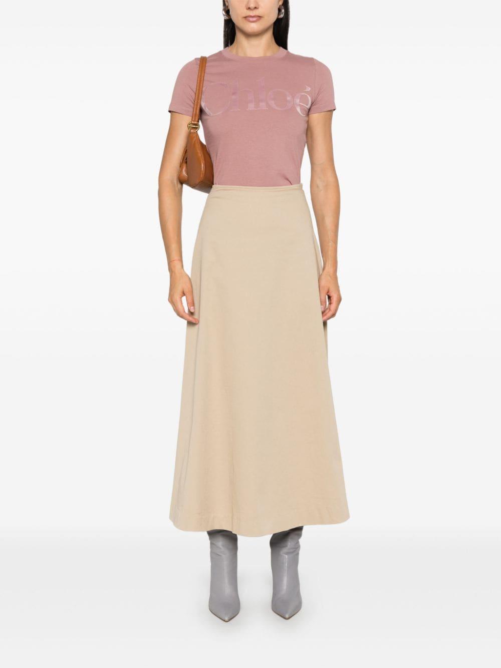 CHLOÉ Cotton Jersey Fitted T-shirt In Pink & Purple Product Image