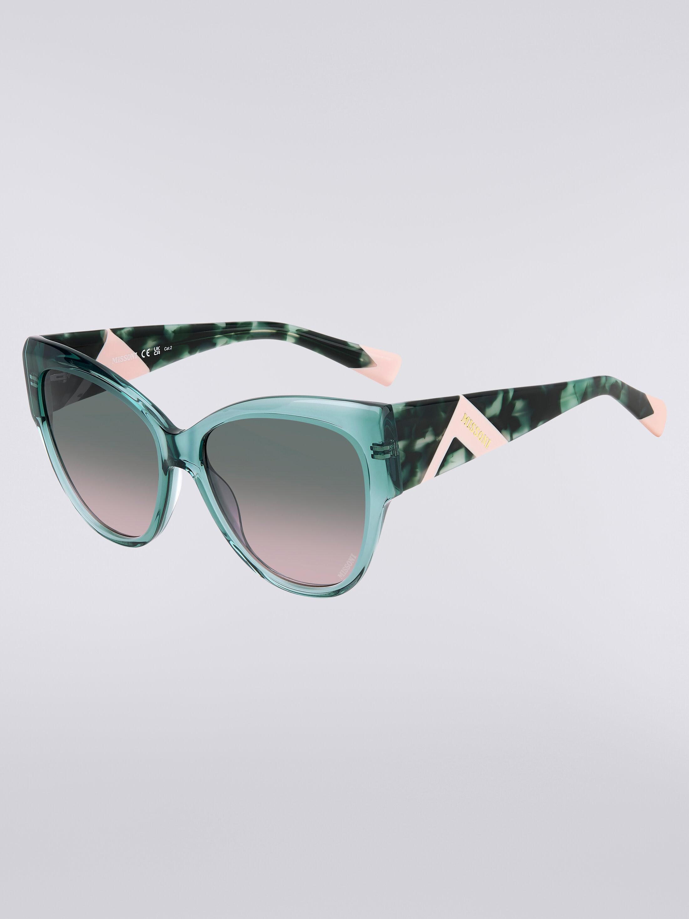 Rounded frame sunglasses with contrasting logo insert Product Image