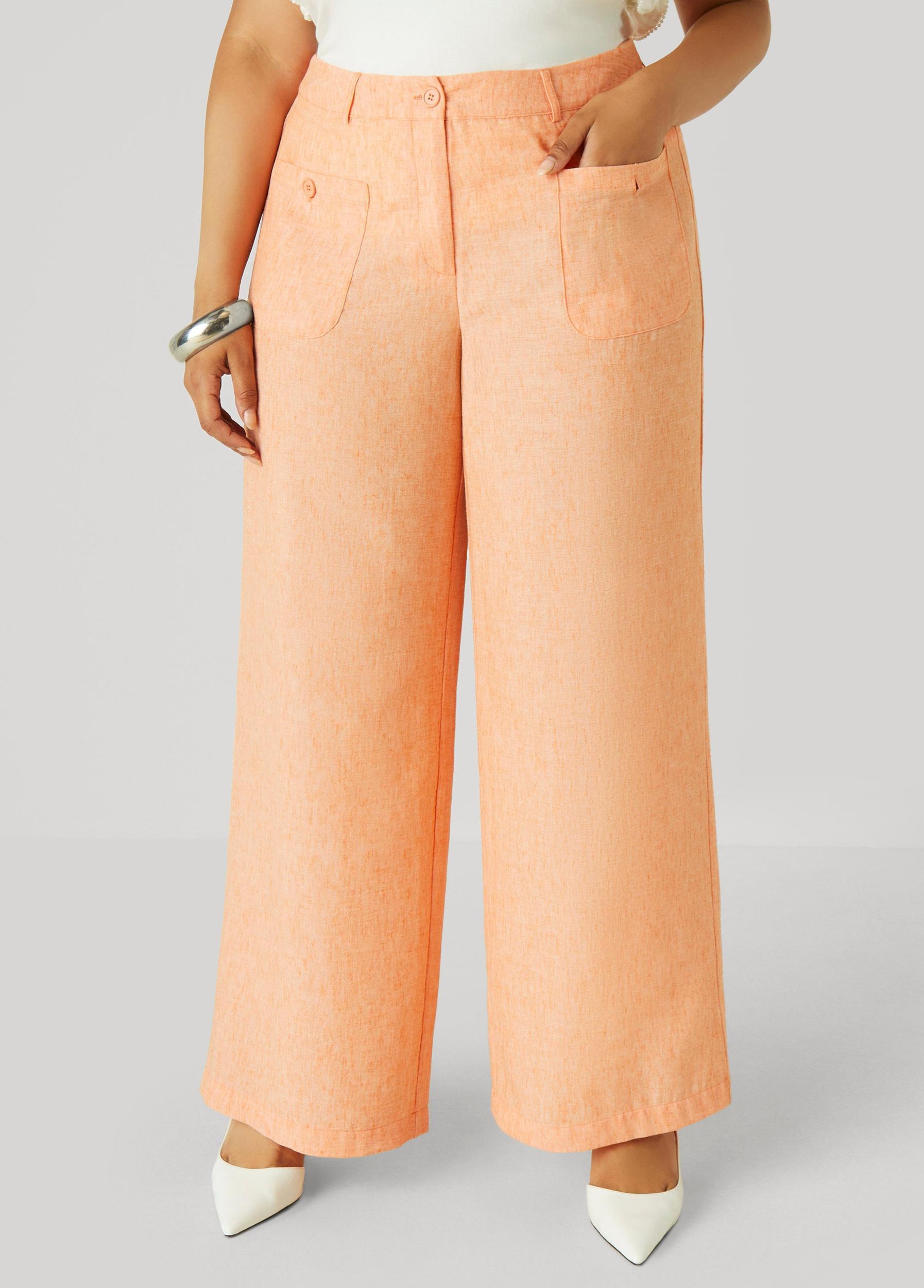 Patch Pocket Slub Wide Leg Pants Product Image