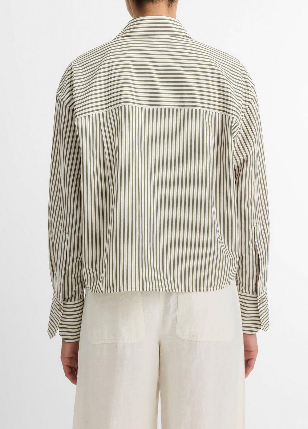 Till Stripe Cropped Button-Front Shirt Product Image