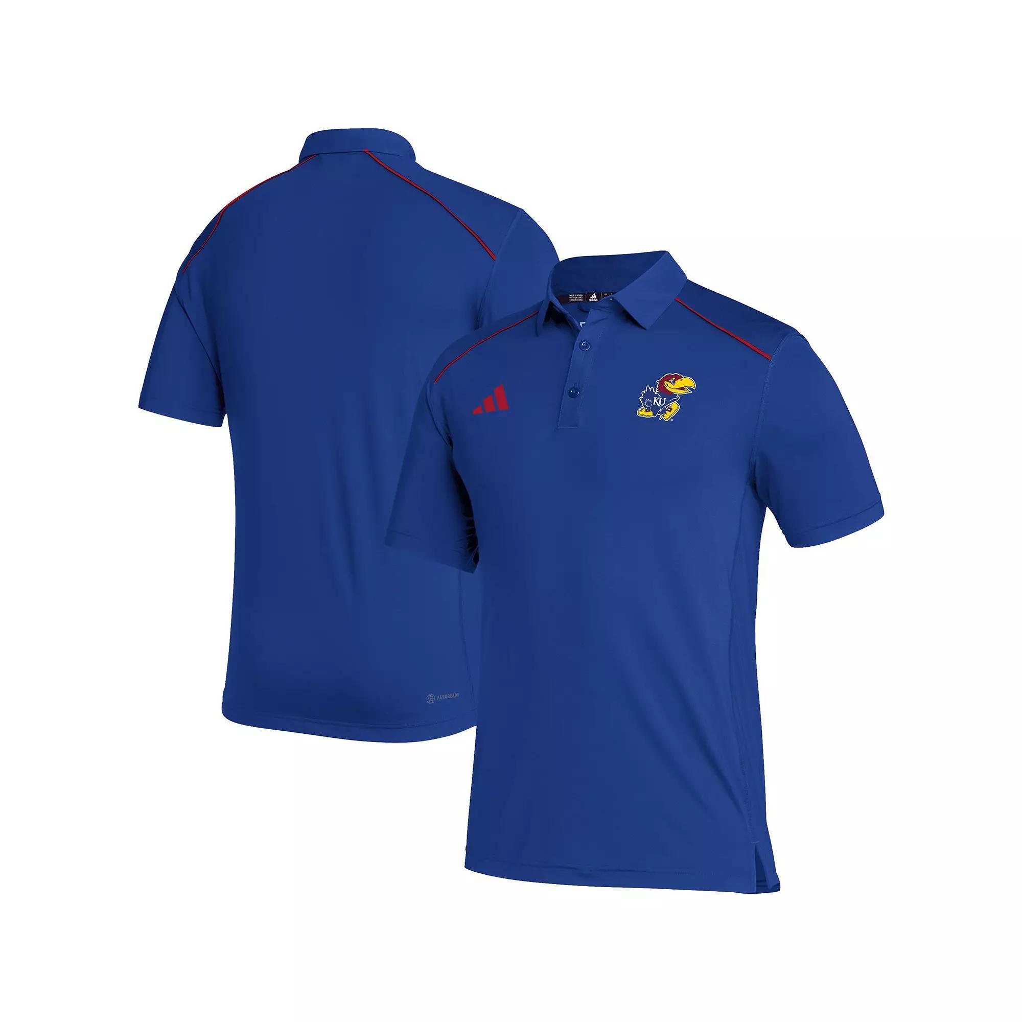 Men's adidas Royal Kansas Jayhawks Coaches AEROREADY Polo, Size: 2XL, Blue Product Image