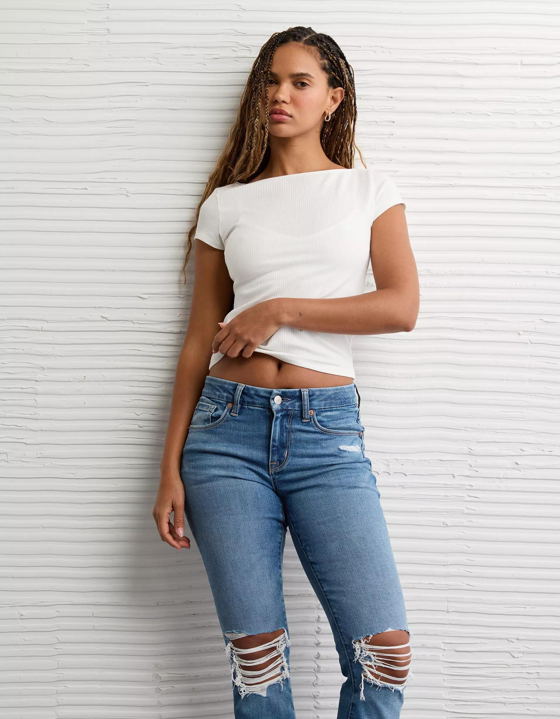 AE Next Level Curvy Ripped High-Waisted Skinny Kick Jean Product Image