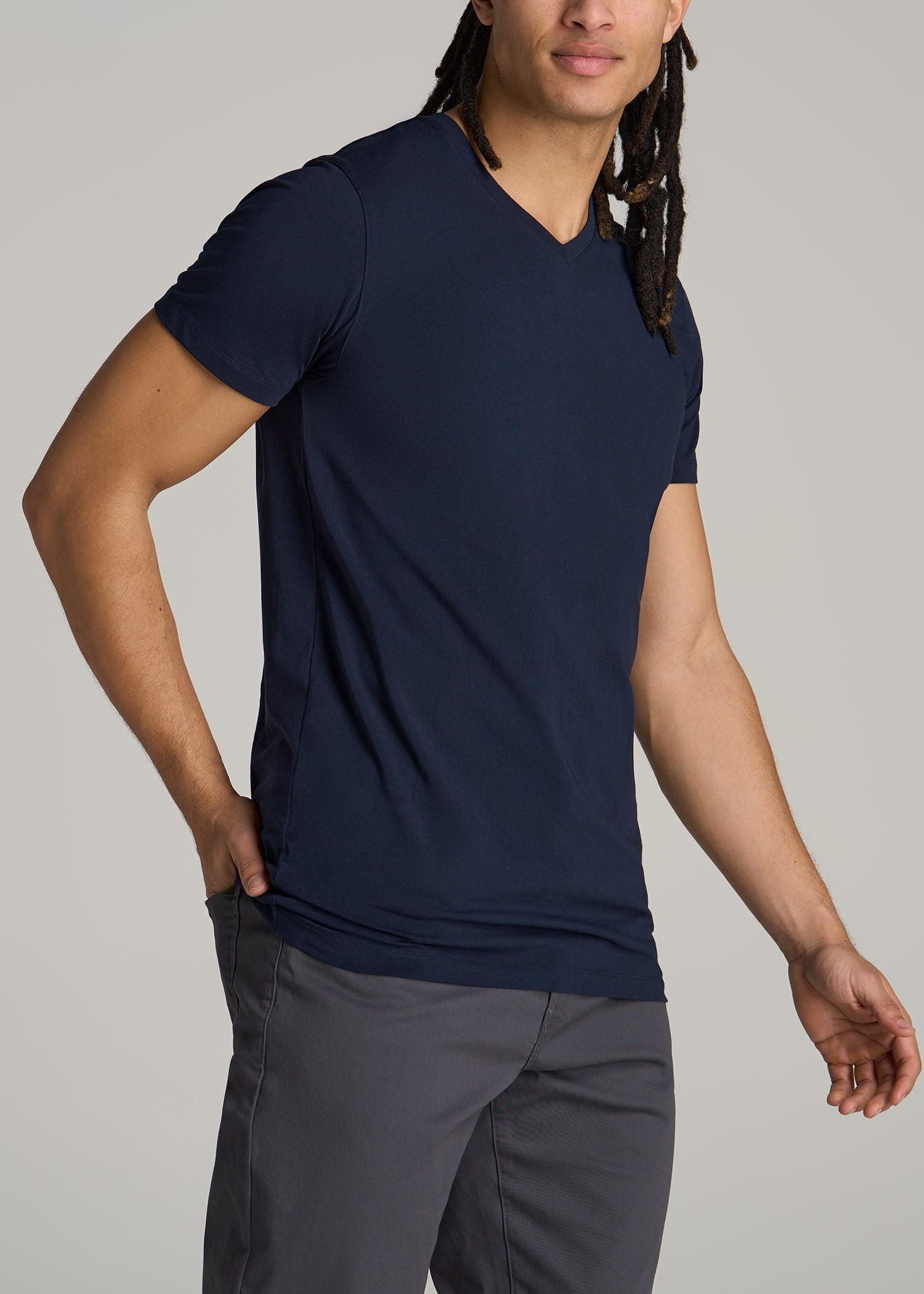 The Essential MODERN-FIT V-Neck Tee for Tall Men in True Navy Male Product Image