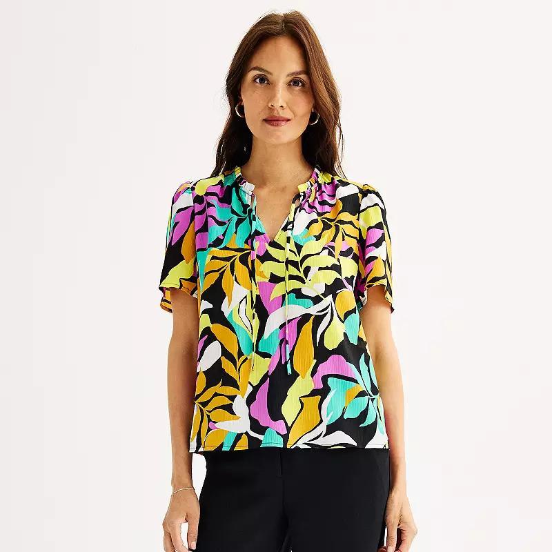 Womens Nine West Tie Front Ruffle Neck Top Product Image