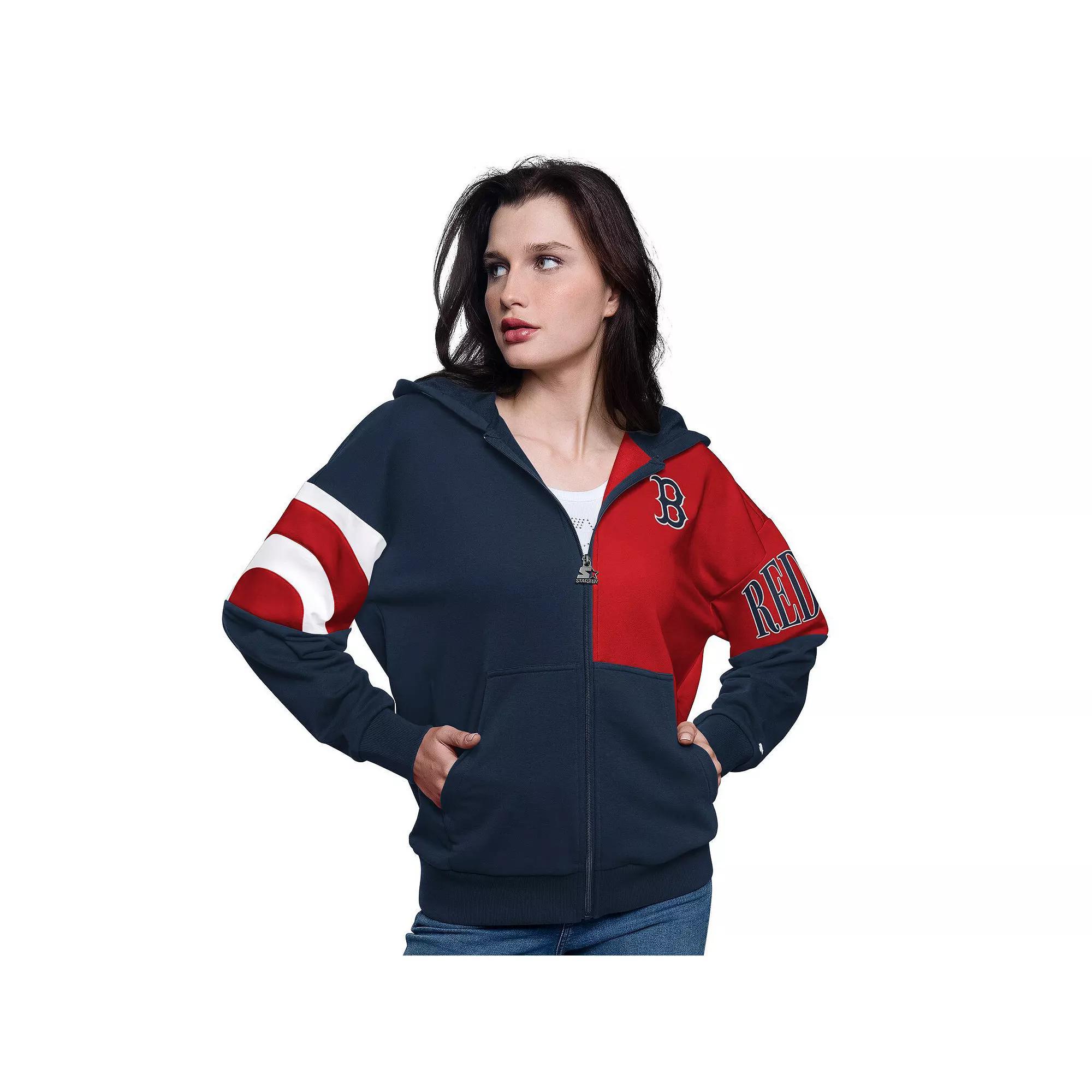 Women's Starter Navy/Red Minnesota Twins Curve Ball Full Zip Hoodie Sweatshirt,  Product Image
