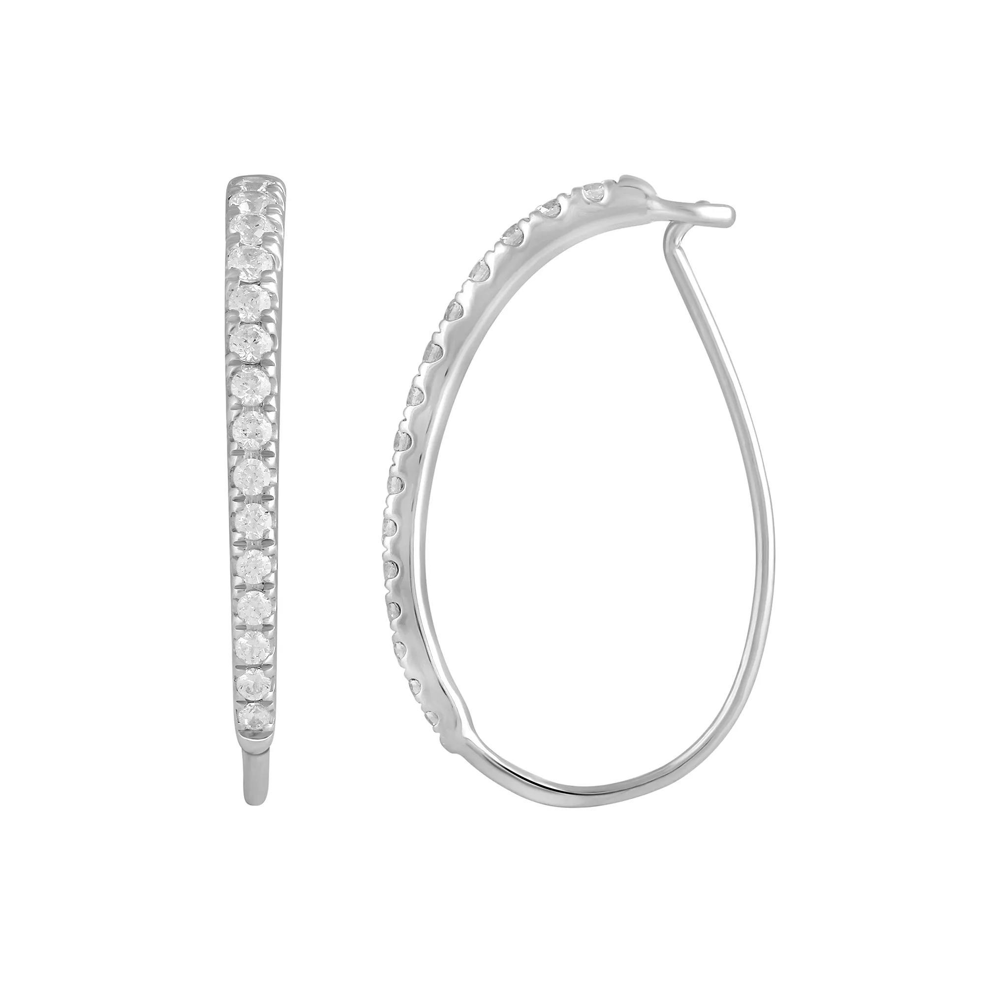 Royal Aura Sterling Silver 1/2 Carat T.W. Diamond Hoop Earrings, Women's Product Image