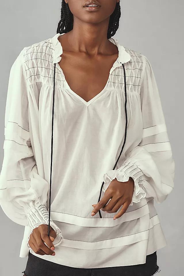 By Anthropologie Long-Sleeve Airy Babydoll Blouse Product Image