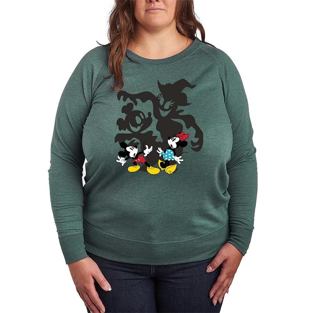 Disney's Mickey & Minnie Plus Size Halloween Shadows French Terry Long Sleeve Tee, Women's, Size: 2XL, Grey Green Product Image