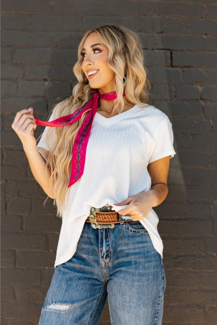 Plus Size Casual Thick Ribbed V Neck Top Product Image