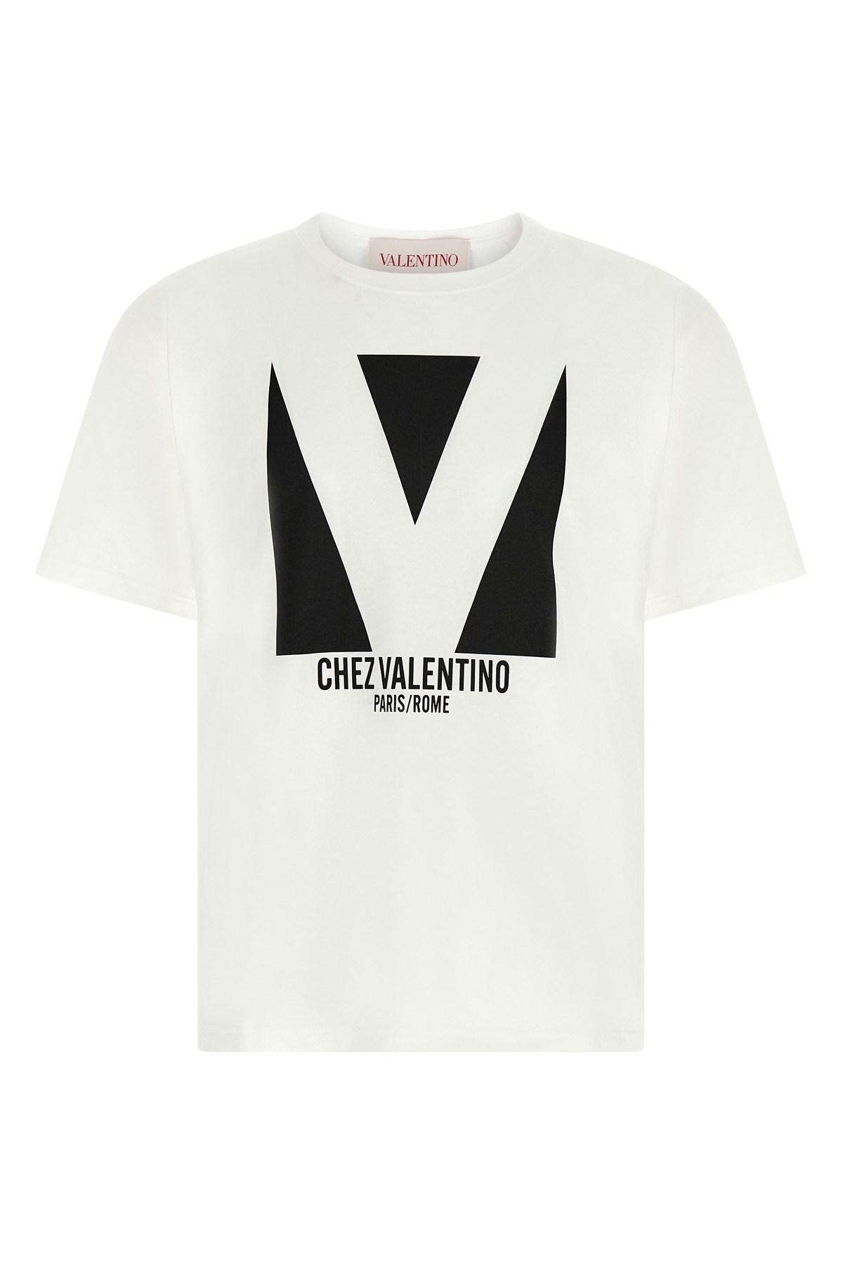 VALENTINO Mens Avorio Logo-print Crew-neck Cotton-jersey T-shirt Product Image
