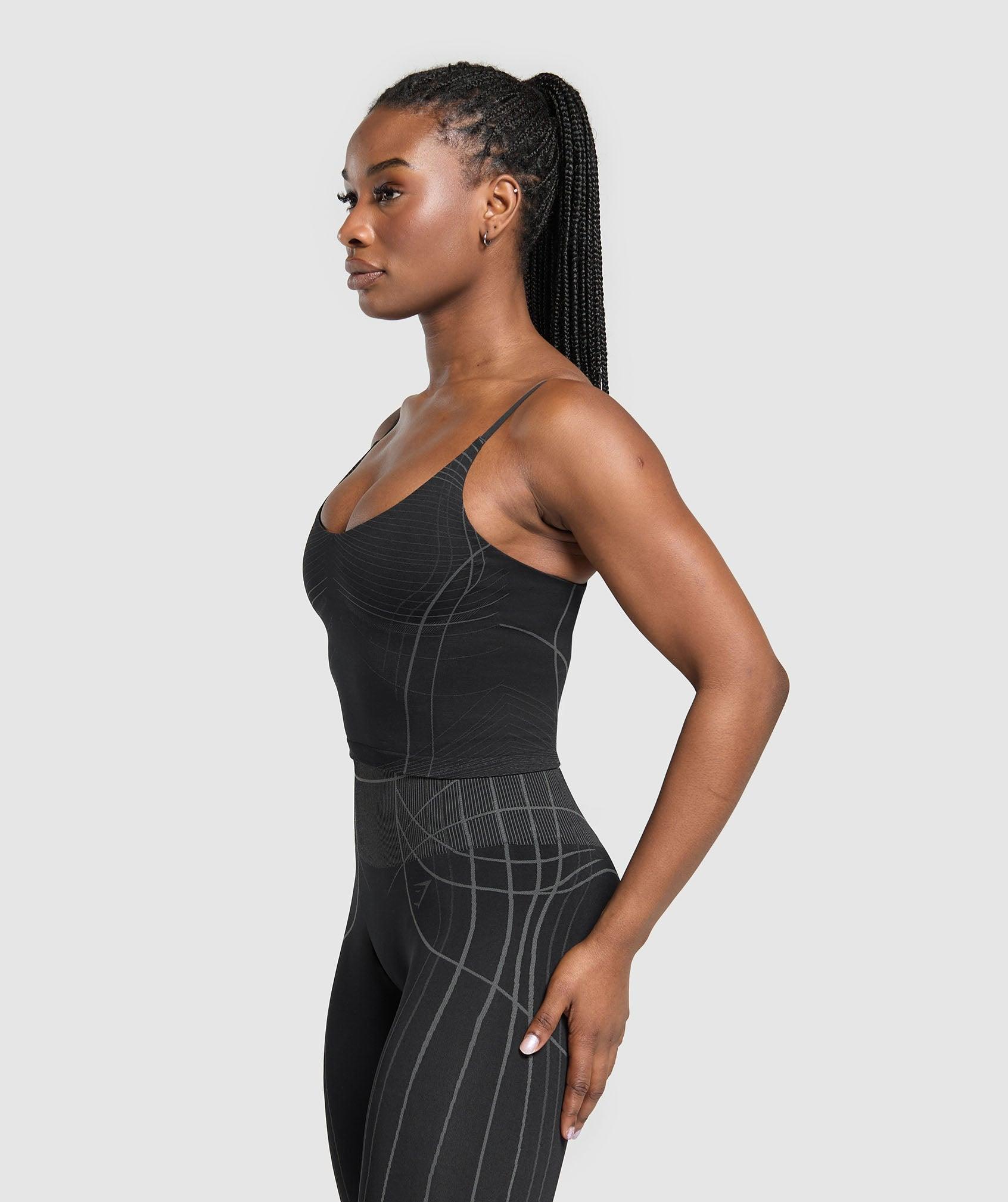 Gymshark Apex Seamless Midi Tank With Shelf - Black/Graphite Grey Female Product Image