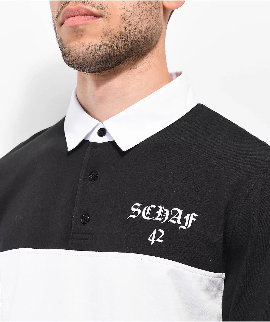 Schaf Black & White Long Sleve Rugby Shirt Product Image