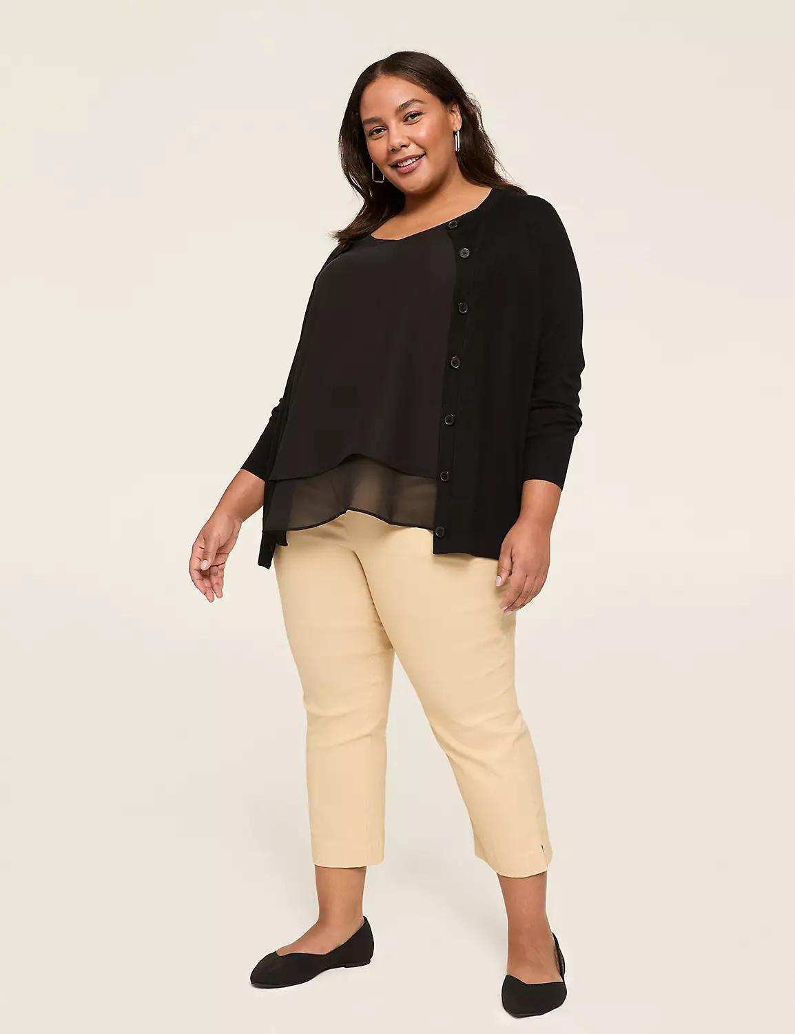 Crew-Neck Button-Front Cardigan Product Image