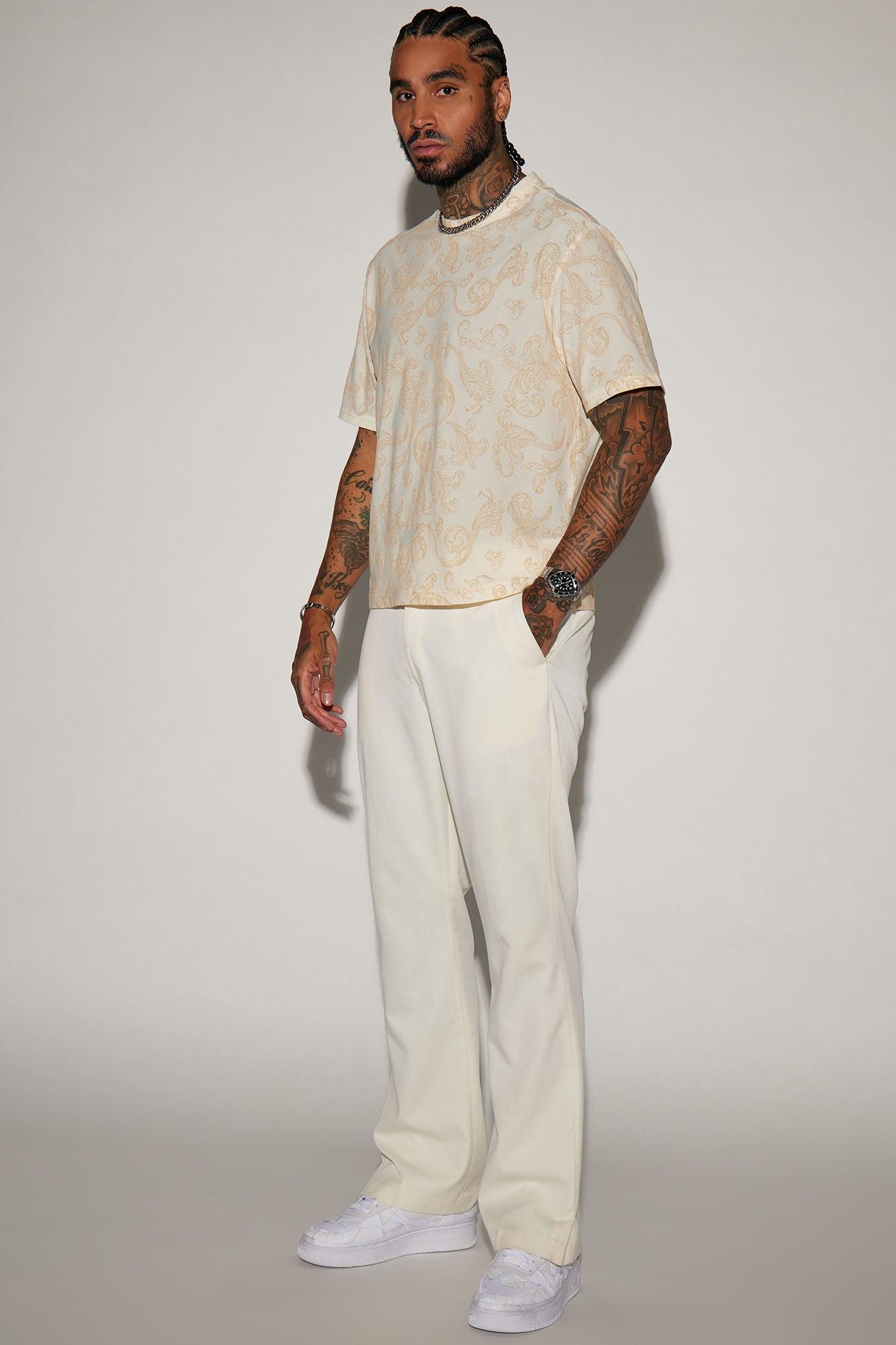 Fancy Filigree Short Sleeve Crew Tee - Cream Product Image