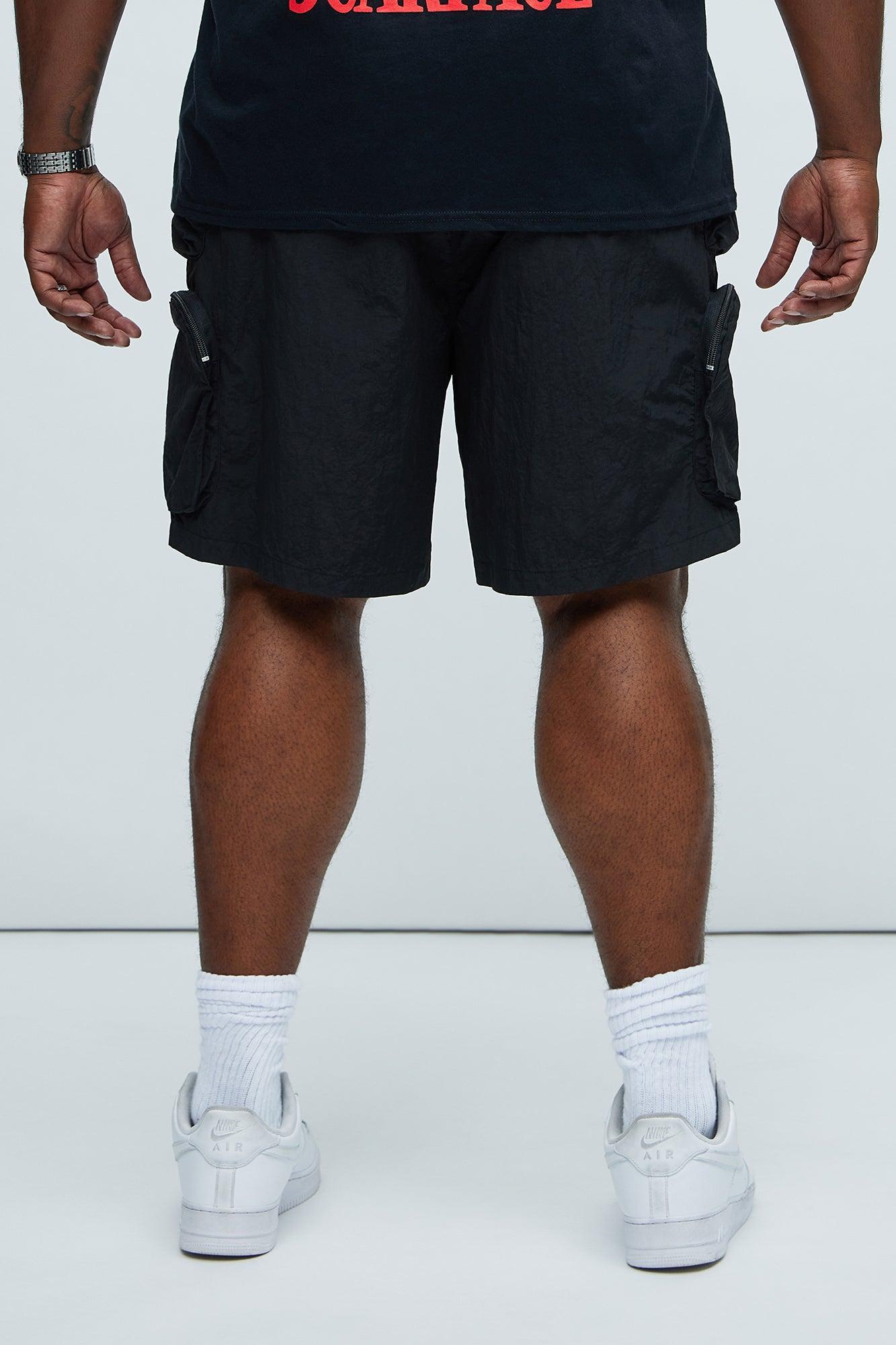 All This And That Nylon Cargo Shorts - Black Product Image