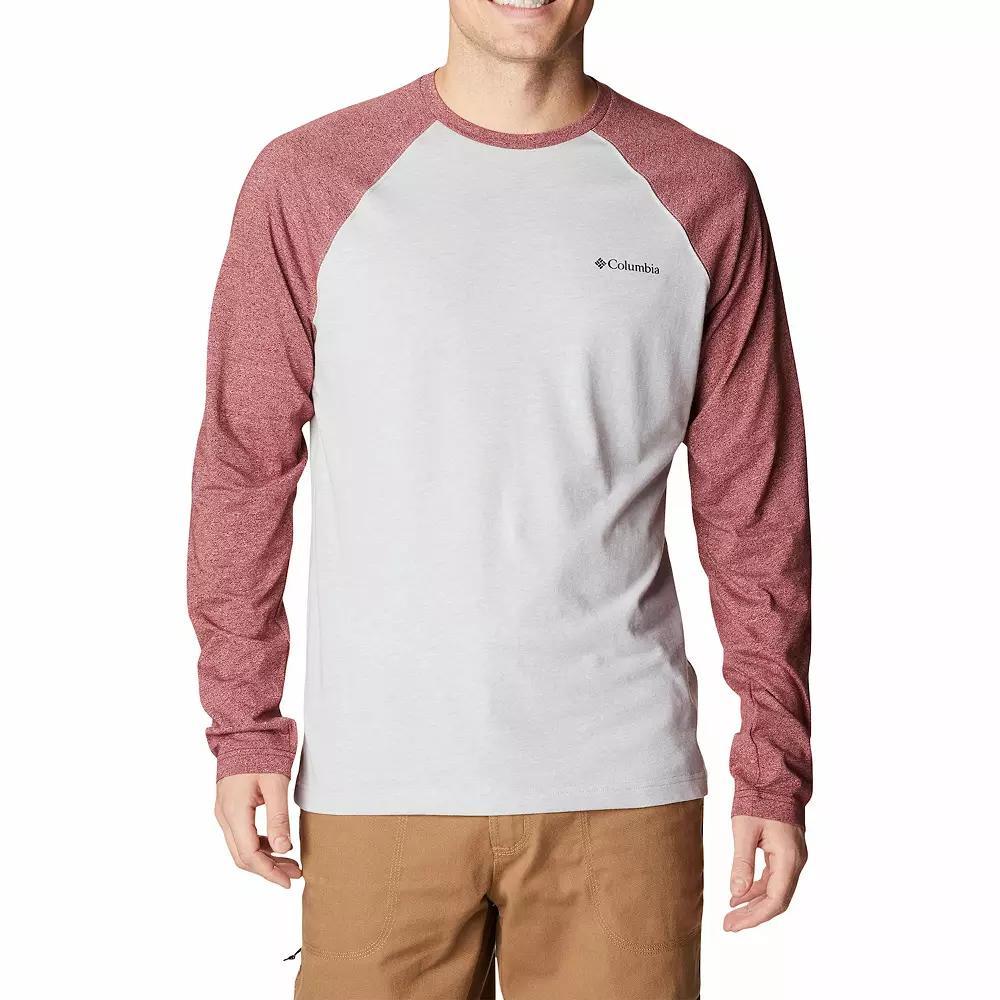 Men's Columbia Thistletown Hills™ Raglan Long Sleeve Tee, Size: XXL, Red Jasper Grey Product Image
