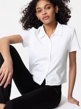 Womens Mini Polo Shirt White Medium UNIQLO US Product Image