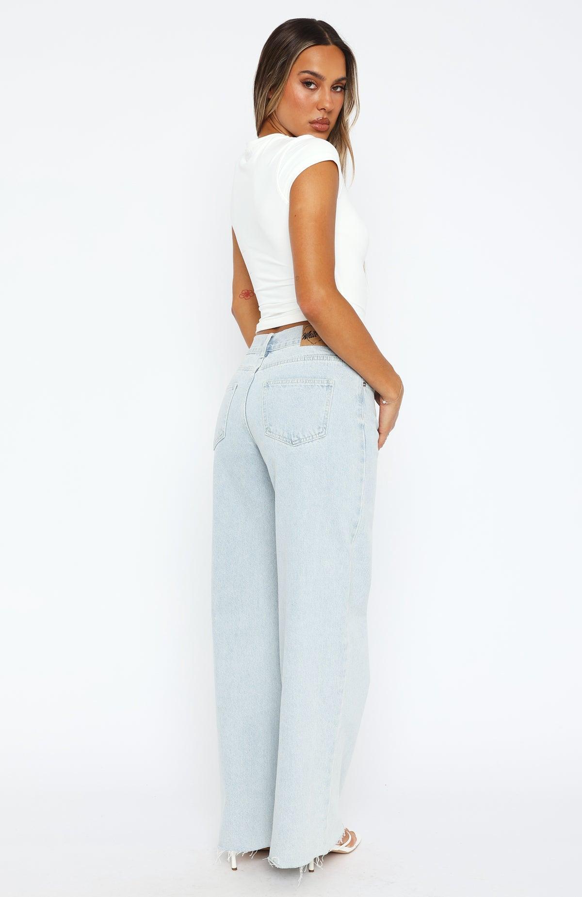 Call You Mine Mid Rise Wide Leg Jeans Light Blue Product Image